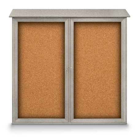 United Visual Products Indoor Enclosed Combo Board, 48"x36", Satin Frame/Black Porc & Burgundy UVCB4836-BLKPORC-DBURGU
